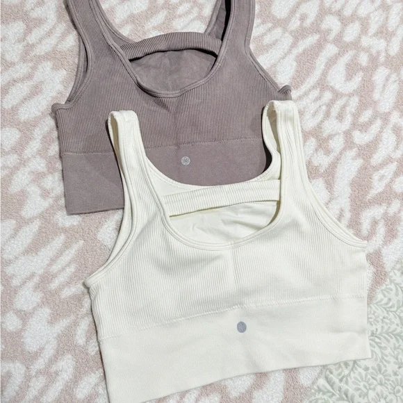 Elegant Ribbed Tank Top Duo - Cream and Taupe - Picture 2 of 3